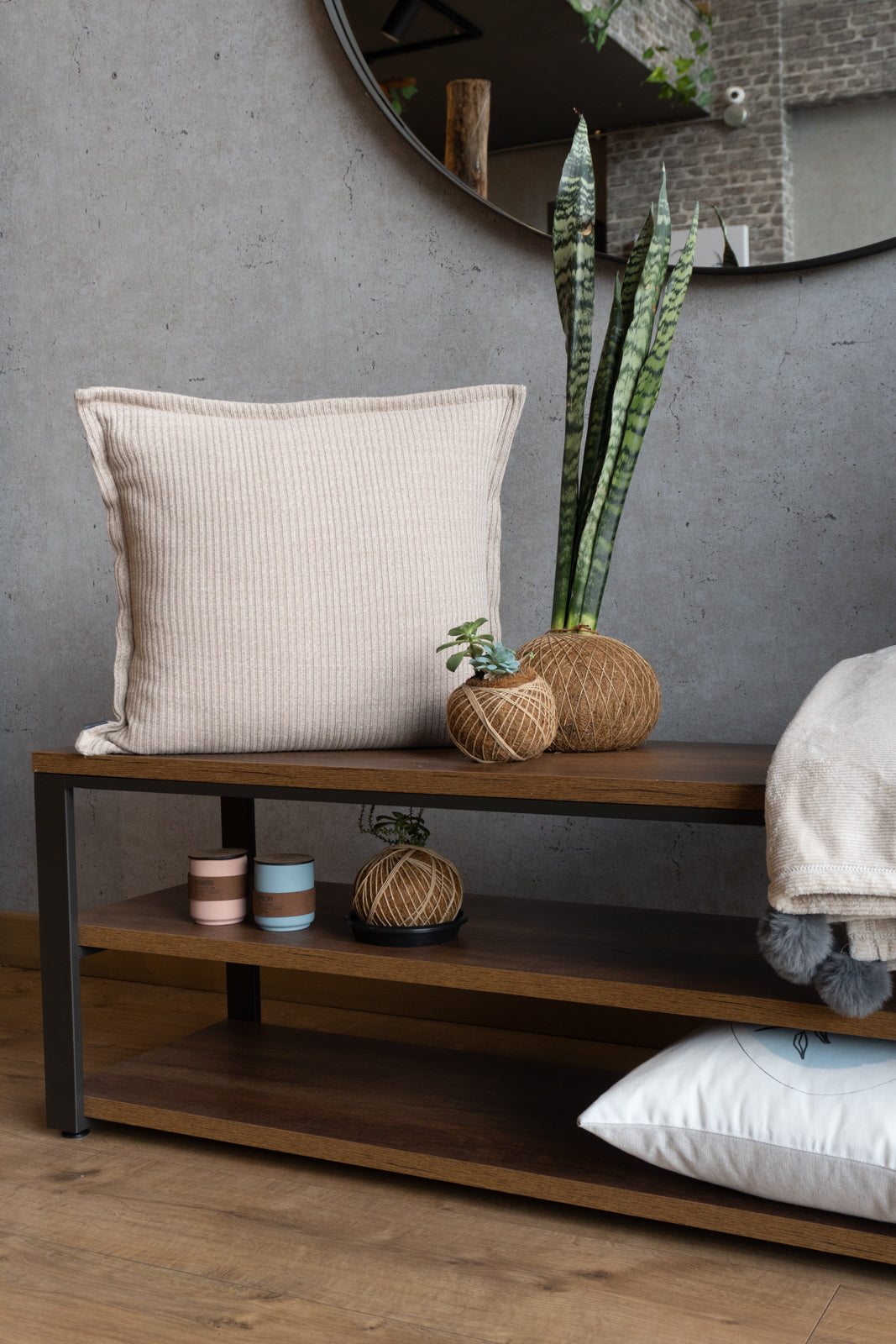 Cojin, sala, cama, decoración, volumen, stone, beige, crudo
