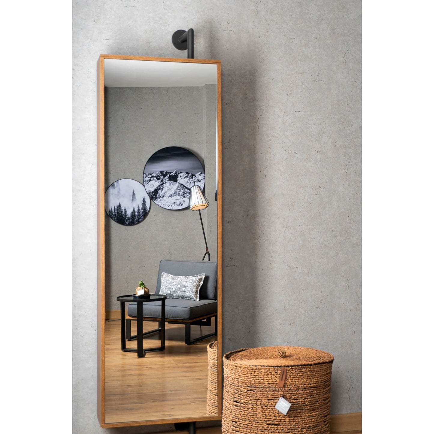 Mueble Oslo Bar, organizador, madera, sala., espejo