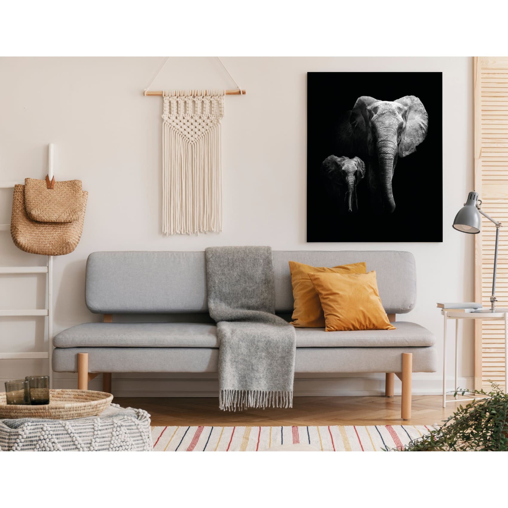 cuadro decorativo, decoración, sala, estudio, habitación, animal, elefante