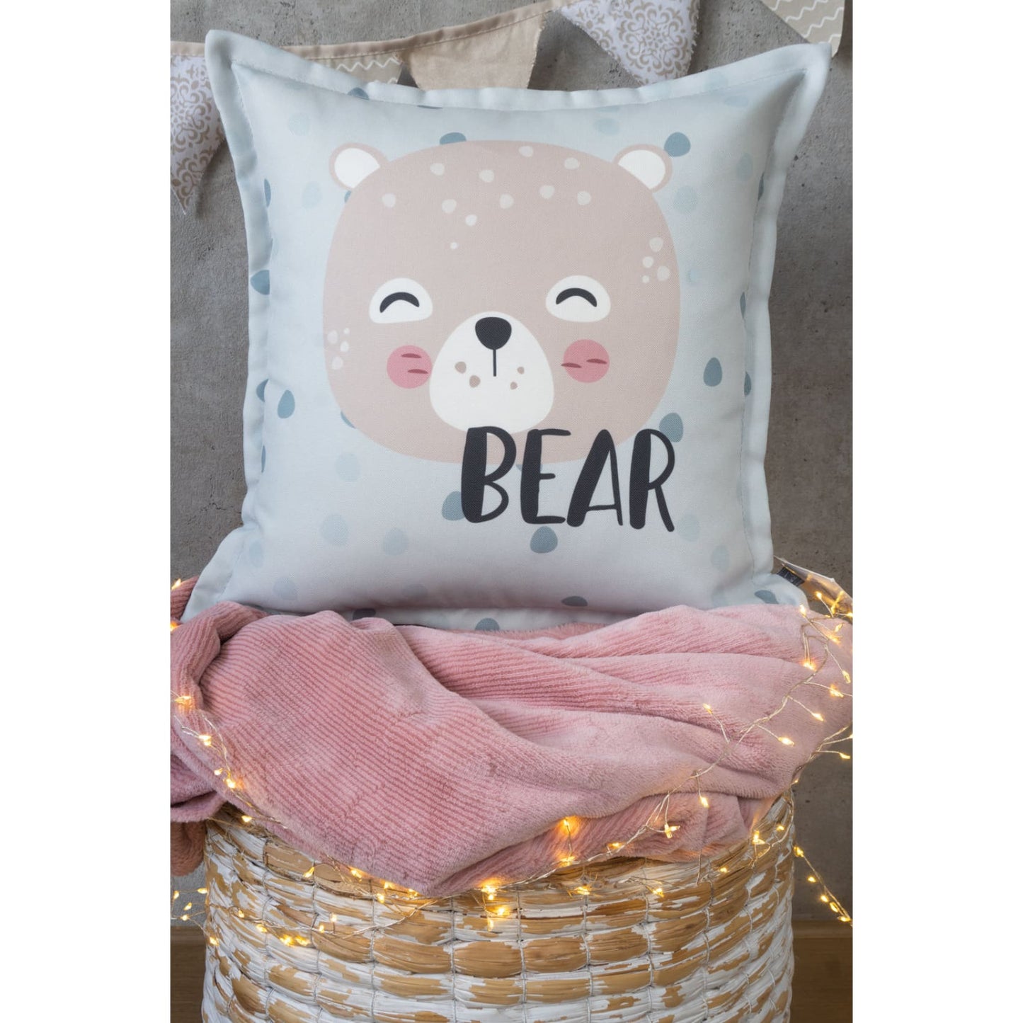Cojin, sofa, cama, volumen, habitación, decorativo, oso, estampado