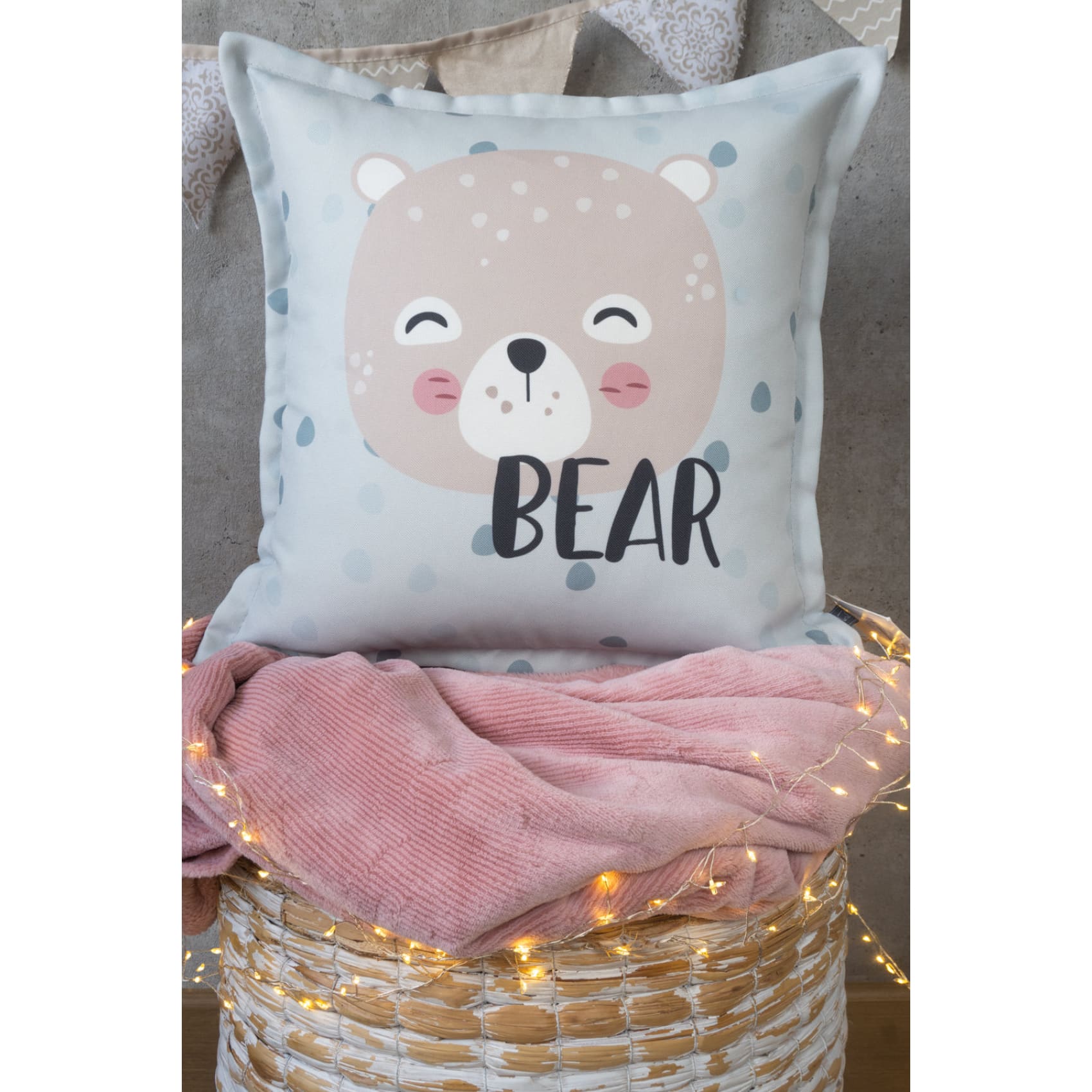Cojin, sofa, cama, volumen, habitación, decorativo, oso, estampado