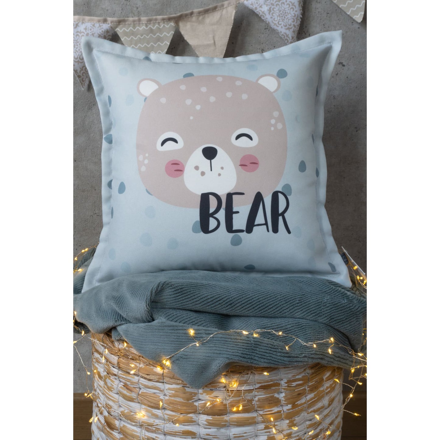 Cojin, sofa, cama, volumen, habitación, decorativo, oso, estampado