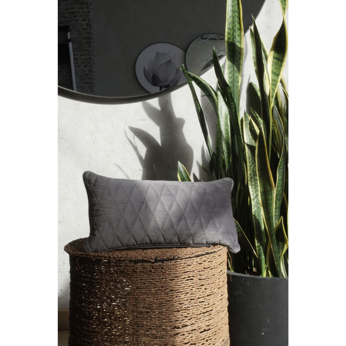 Cojin, sofa, cama, volumen, habitación, decorativo, gris, textura