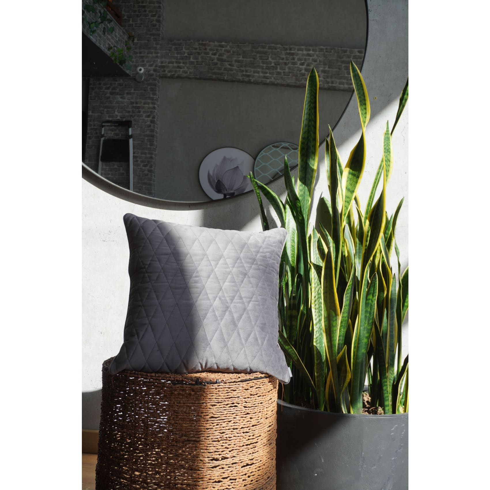 Cojin, sofa, cama, volumen, habitación, decorativo, gris, textura