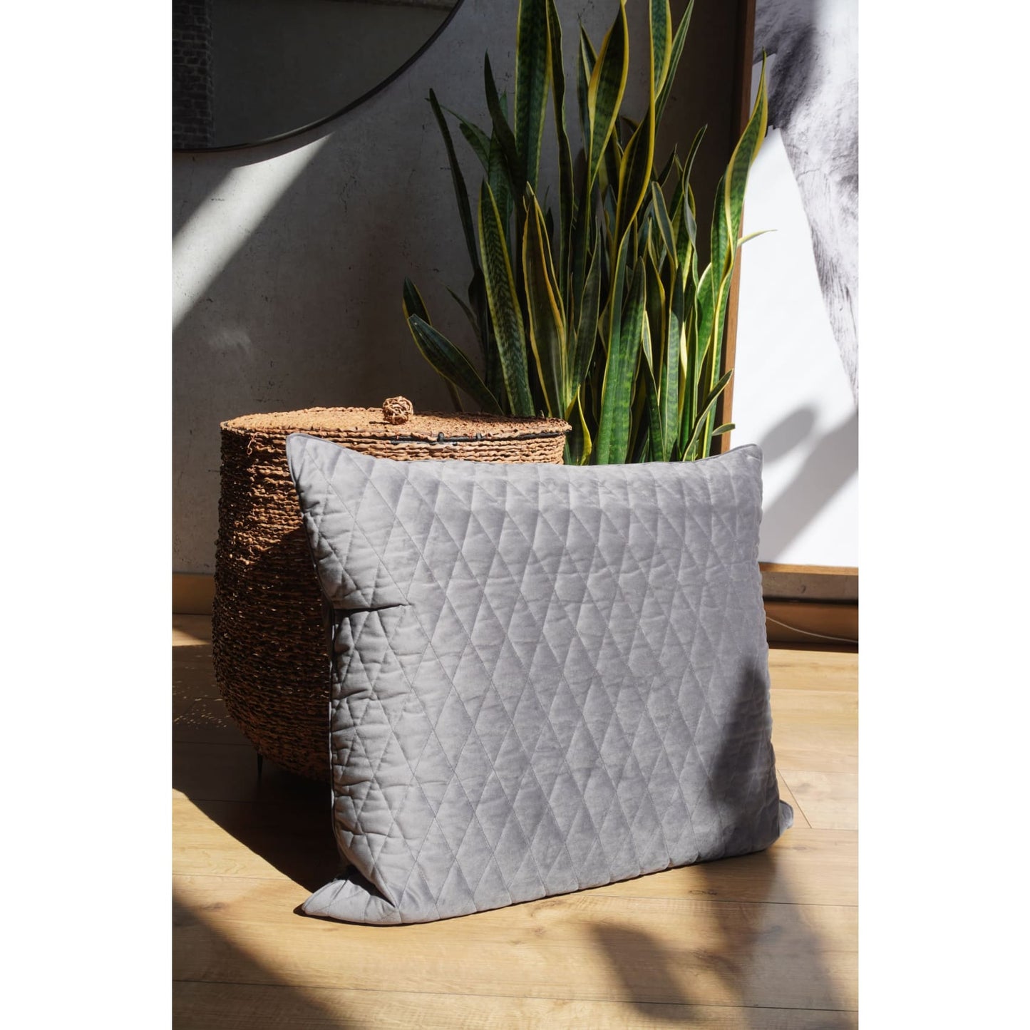 Cojin, sofa, cama, volumen, habitación, decorativo, gris, texutura