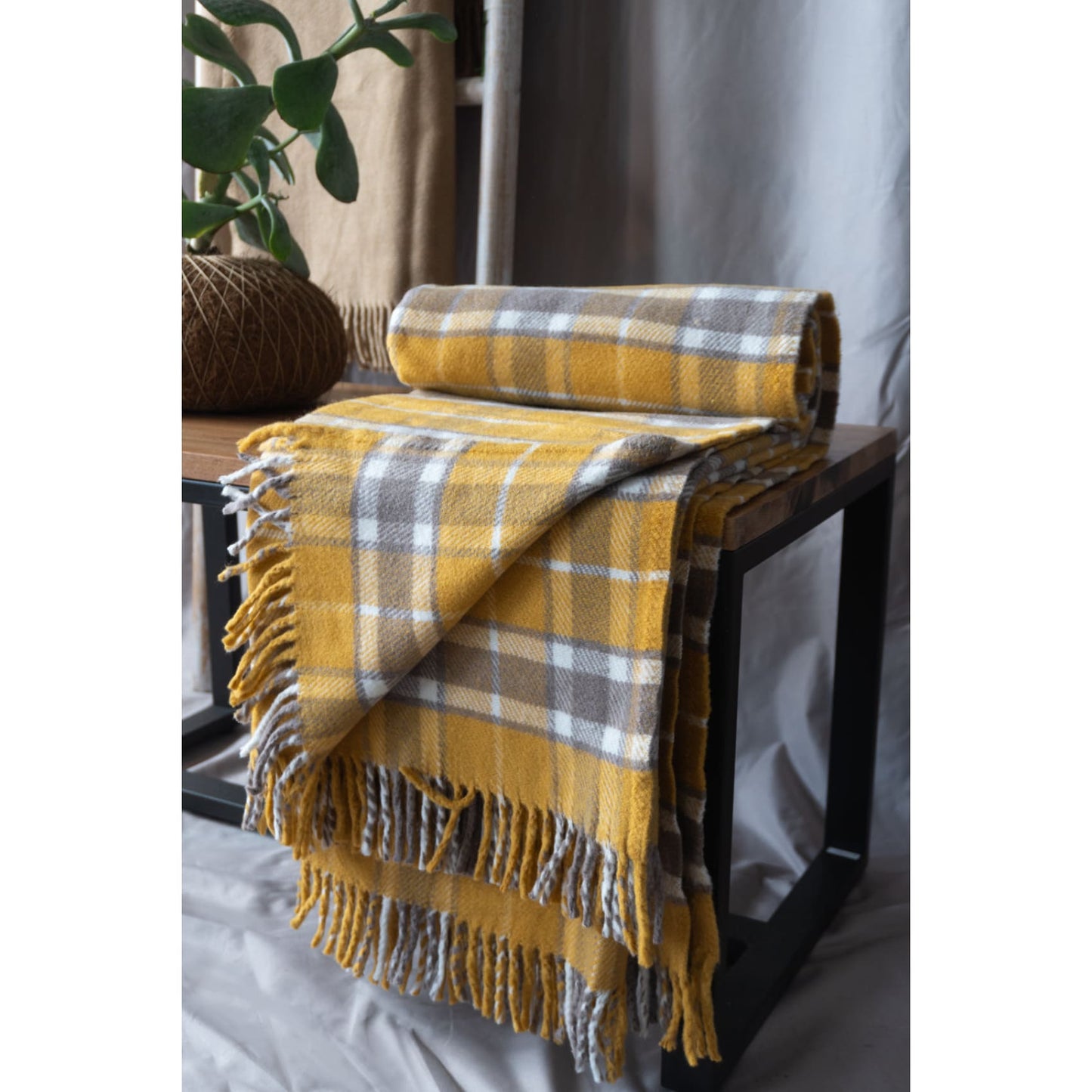 Throw Texas Mostaza  manta cobija decoracion pie de cama cubre sofa